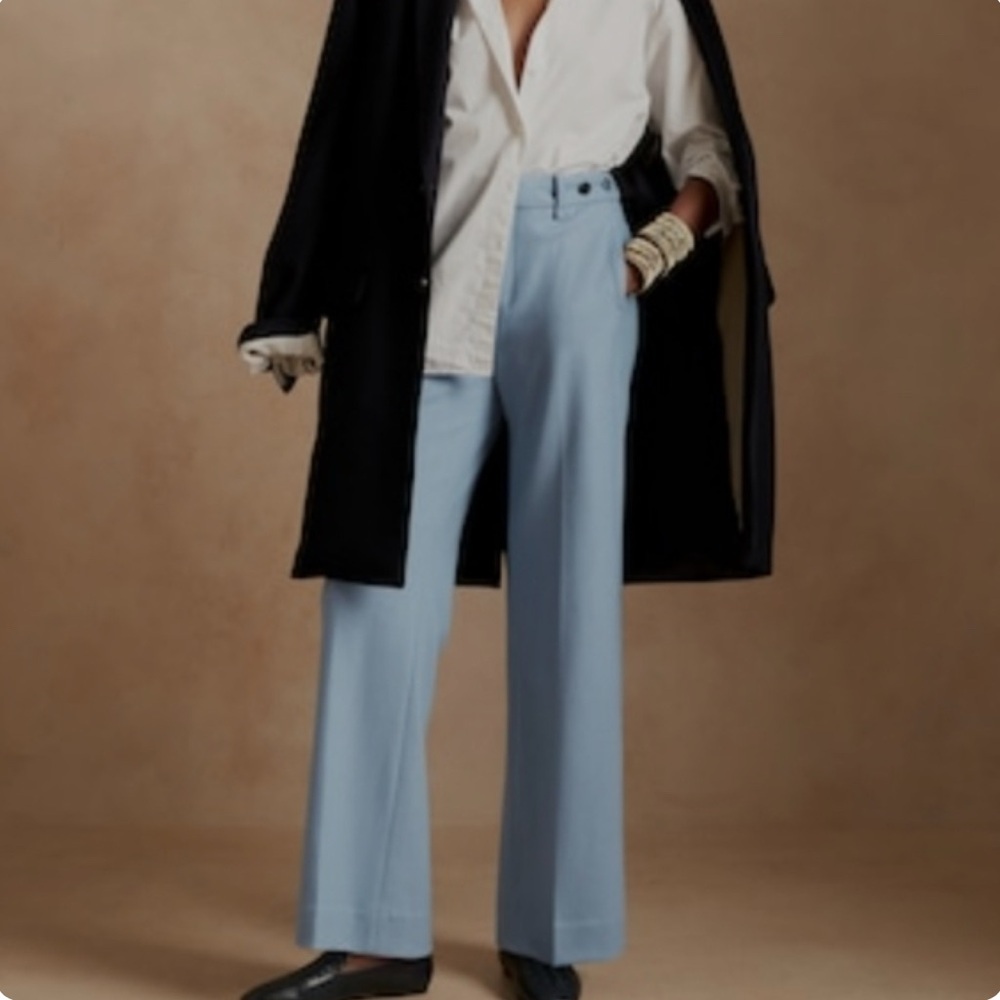 Banana Republic Treasures Wide Leg Wool Blend Pants in Blue Size 2L